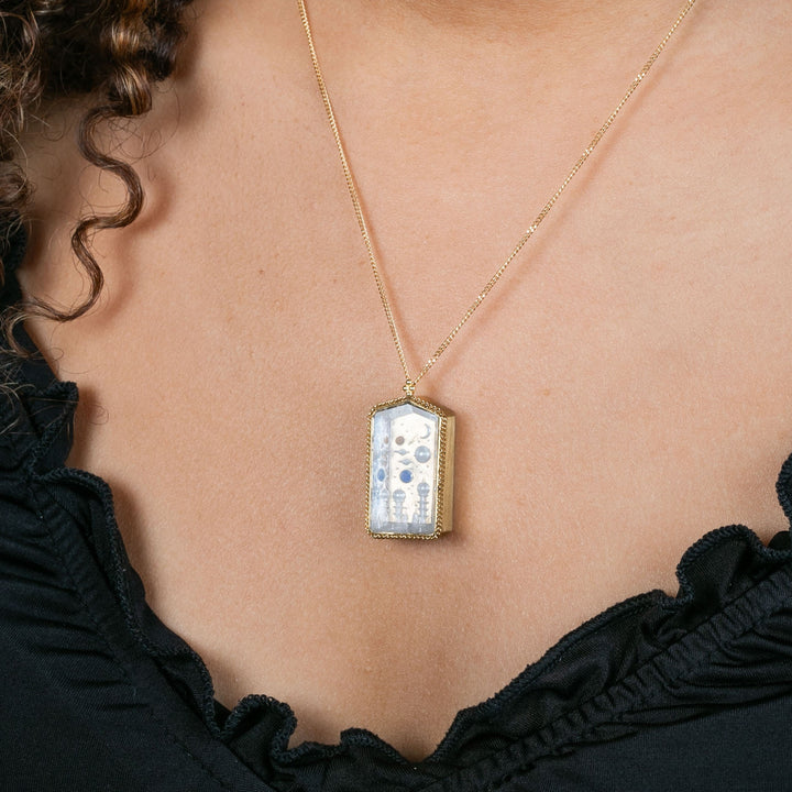 One of a Kind Futuristic Scene Quartz Necklace