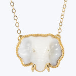 One of a Kind White Opal and Diamond Elephant Necklace