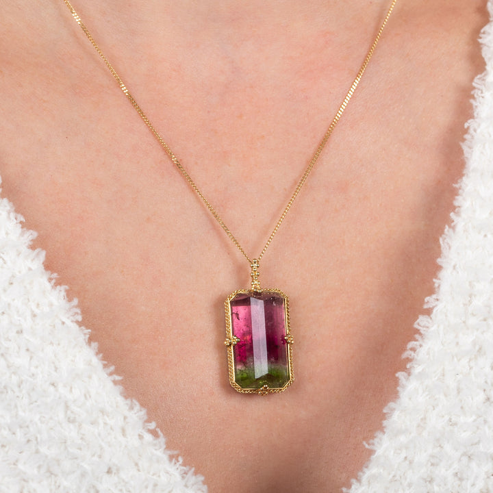 One of a Kind Large Rectangular Tourmaline Necklace
