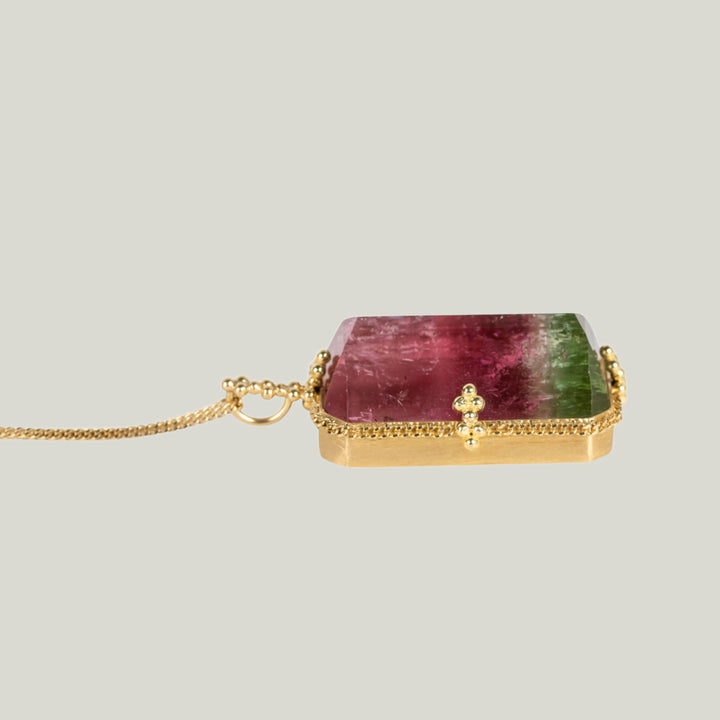 One of a Kind Large Rectangular Tourmaline Necklace