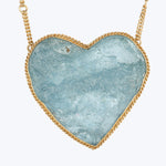 One of a Kind Large Aquamarine Heart Necklace