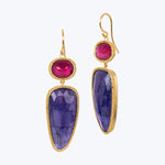 One of a Kind Tourmaline and Tanzanite Petal Earrings