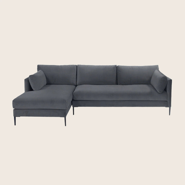Mercer Sectional Right Facing / Como, Velvet / Dark Gray
