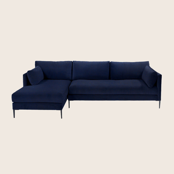 Mercer Sectional Right Facing / Como, Velvet / Indigo