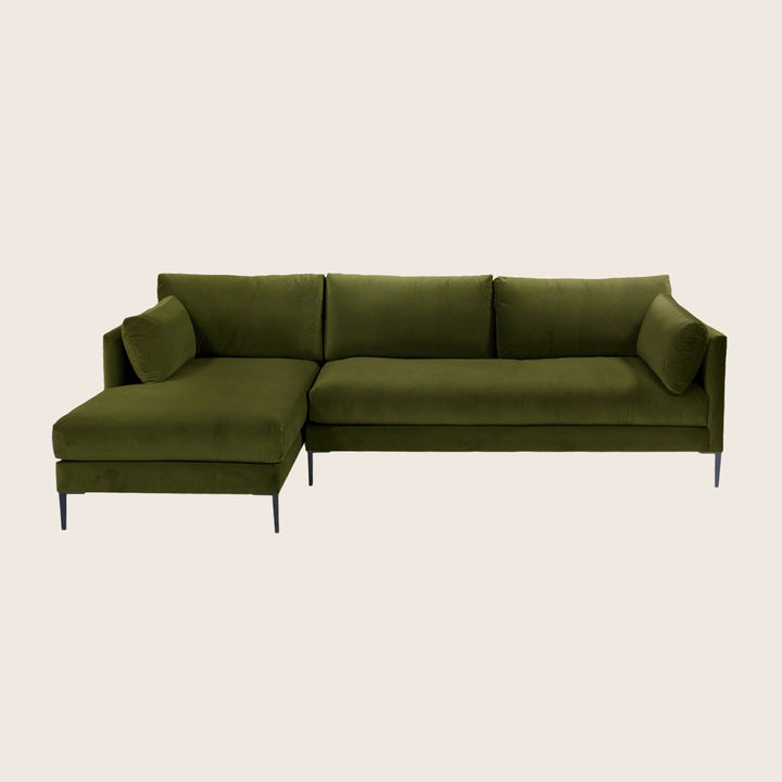 Mercer Sectional Right Facing / Como, Velvet / Jade
