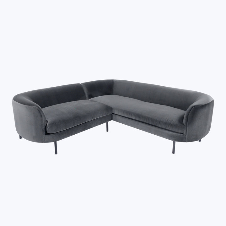 Desiree Sectional Right Facing / Como Velvet, Dark Gray