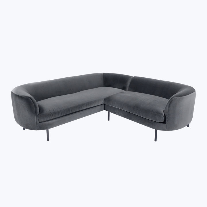 Desiree Sectional Right Facing / Como Velvet, Dark Gray