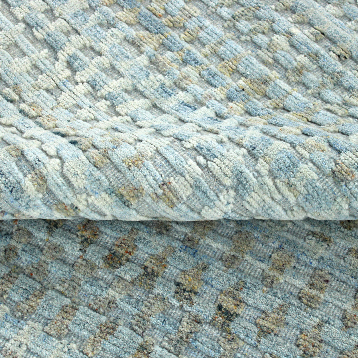 Blue Contemporary Wool Rug - 8'11" x 11'1"