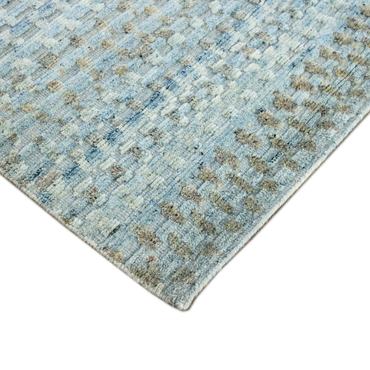 Blue Contemporary Wool Rug - 8'11" x 11'1"