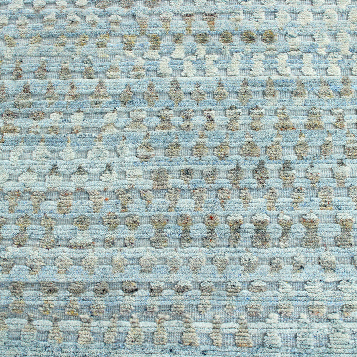 Blue Contemporary Wool Rug - 8'11" x 11'1"