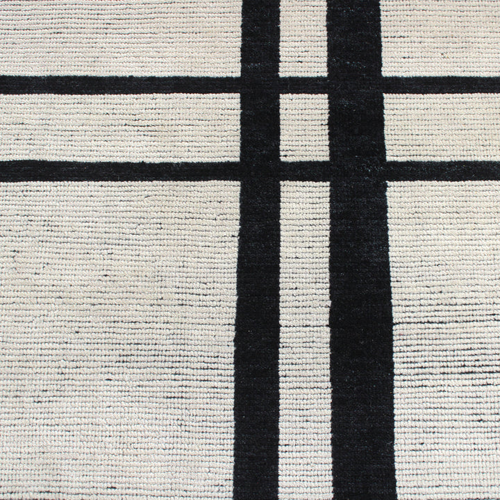Ivory Charcoal Contemporary Wool Rug - 8'2" x 10'