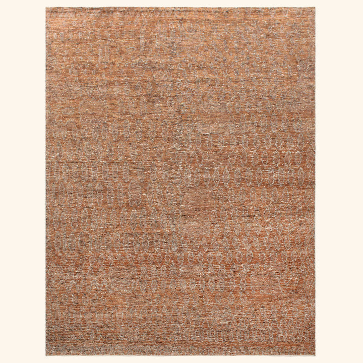 Orange Textured Wool Rug - 10' x 12'9"