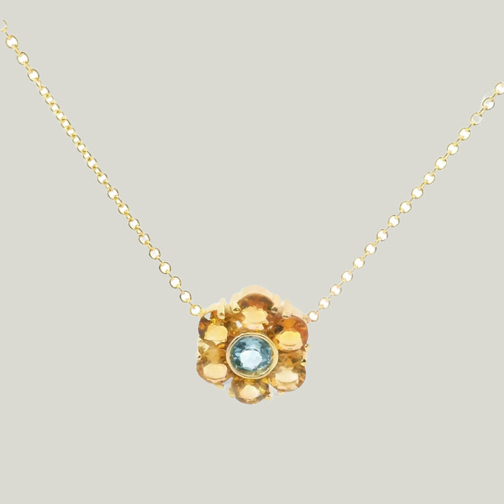Image for 18KYG Citrine, Blue Topaz Flower Pendant