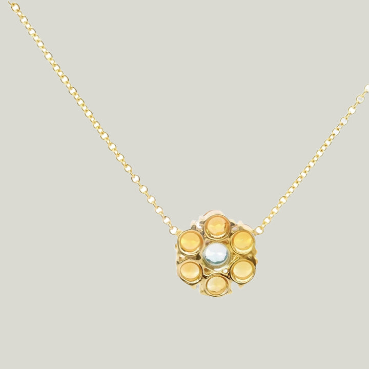Image for 18KYG Citrine, Blue Topaz Flower Pendant