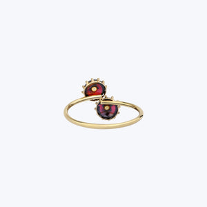 Victorian Garnet, Diamond, Opal Floral Bypass Bangle, Circa 1880 - hover