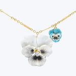18KYG enamel and diamond pansy necklace