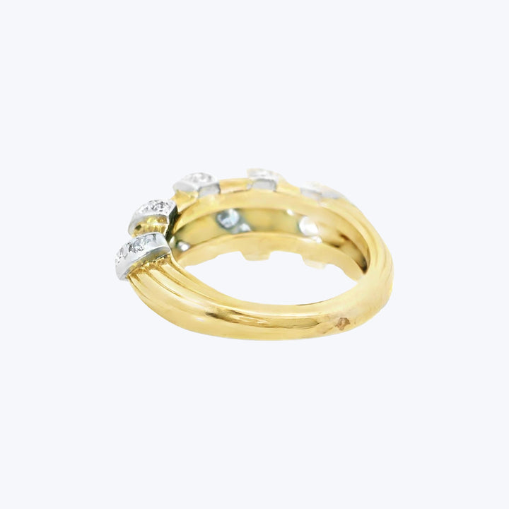 Cartier 18KYG and Platinum Diamond Swirl Ring, Circa 1980s