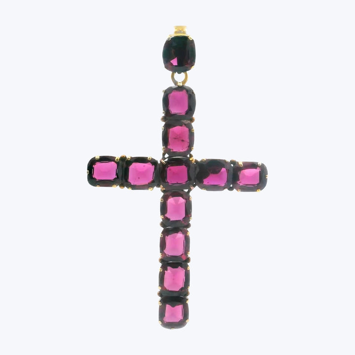 Victorian Gold Garnet Cross Pendant