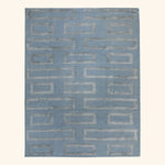 Blue Contemporary Wool Silk Blend Rug - 8' x 10'