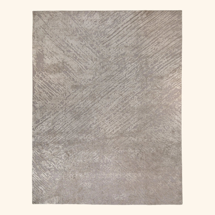 Grey Textured Silk Wool Blend Rug - 8' x 10'