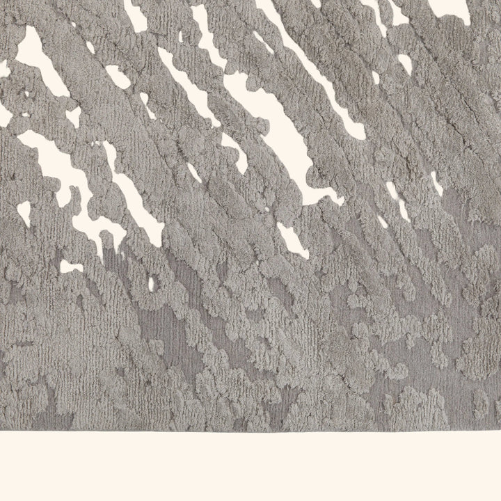 Grey Textured Silk Wool Blend Rug - 8' x 10'