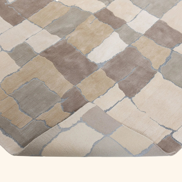 Teal Contemporary Silk Metal Blend Rug 6' x 9'