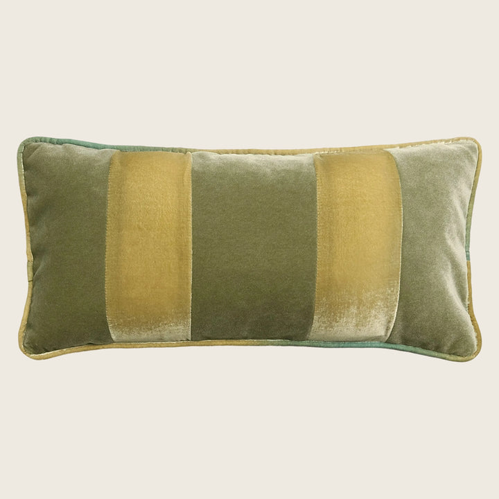 Banded High Performance Velvet Lumbar Pillow Scallion