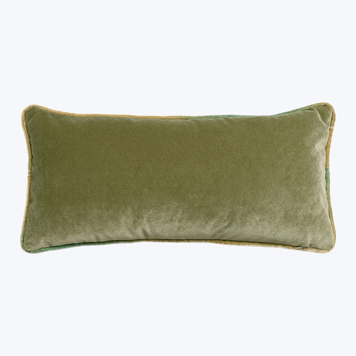 Banded High Performance Velvet Lumbar Pillow Scallion
