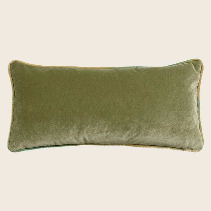 Banded High Performance Velvet Lumbar Pillow Scallion