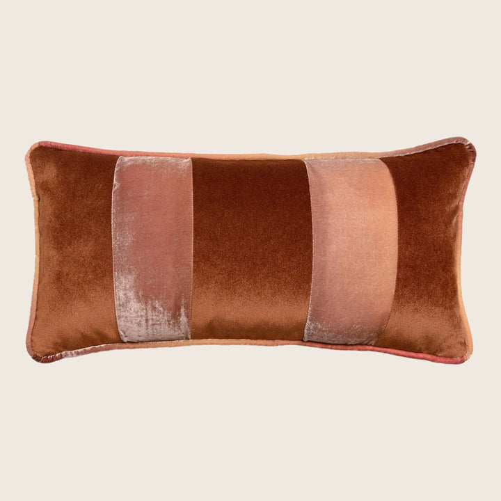 Banded High Performance Velvet Lumbar Pillow Sunstone