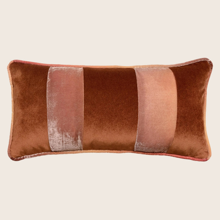 Banded High Performance Velvet Lumbar Pillow Sunstone