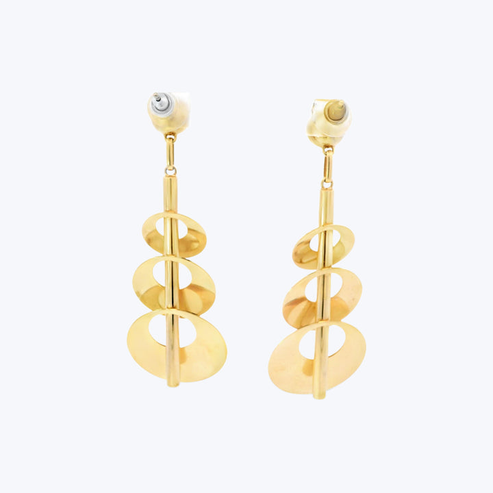 18K Vintage Dangle Gold Geometric Earrings