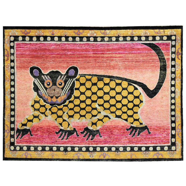 Pink Alchemy Traditional Silk Wool Blend Rug - 6'1" x 4'7"