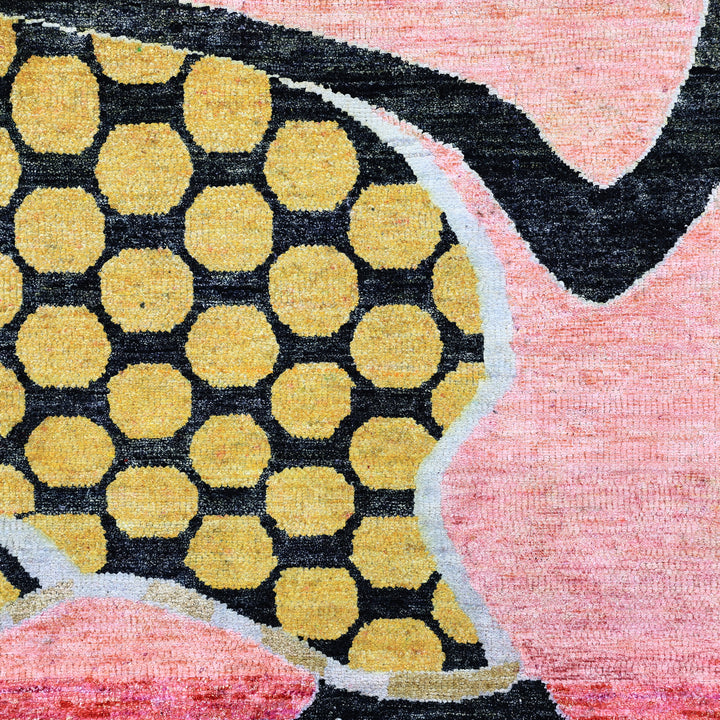 Pink Alchemy Traditional Silk Wool Blend Rug - 6'1" x 4'7"