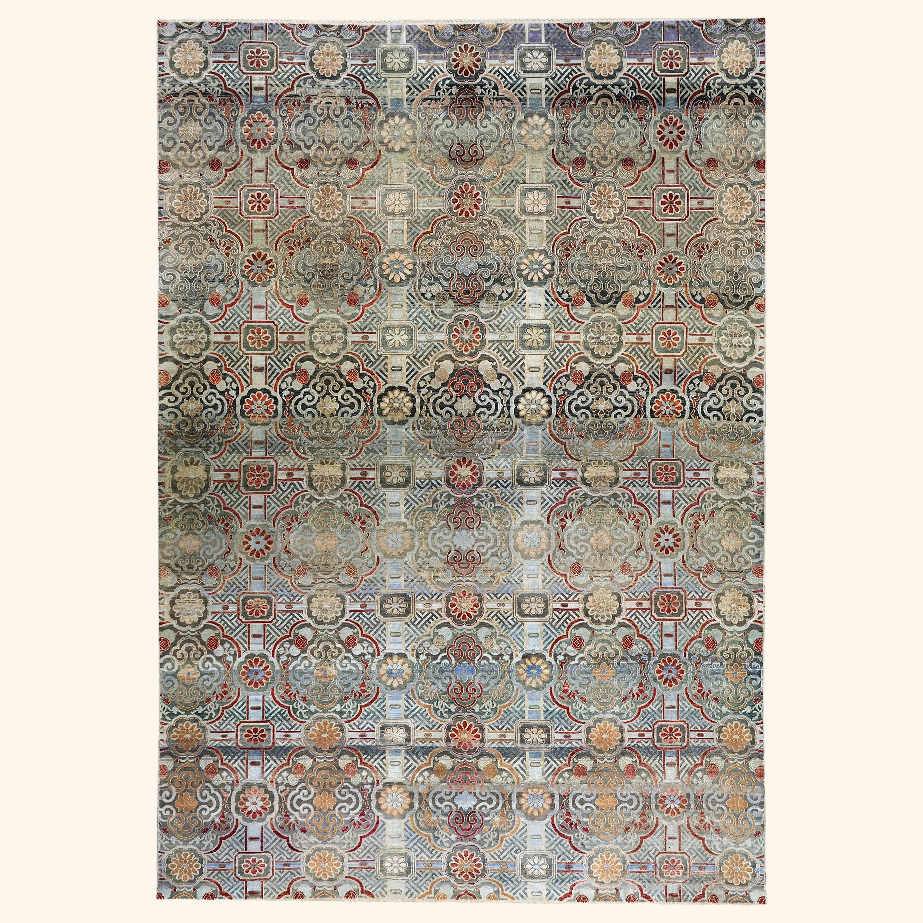 Blue Alchemy Traditional Wool Silk Blend Rug - 9'8
