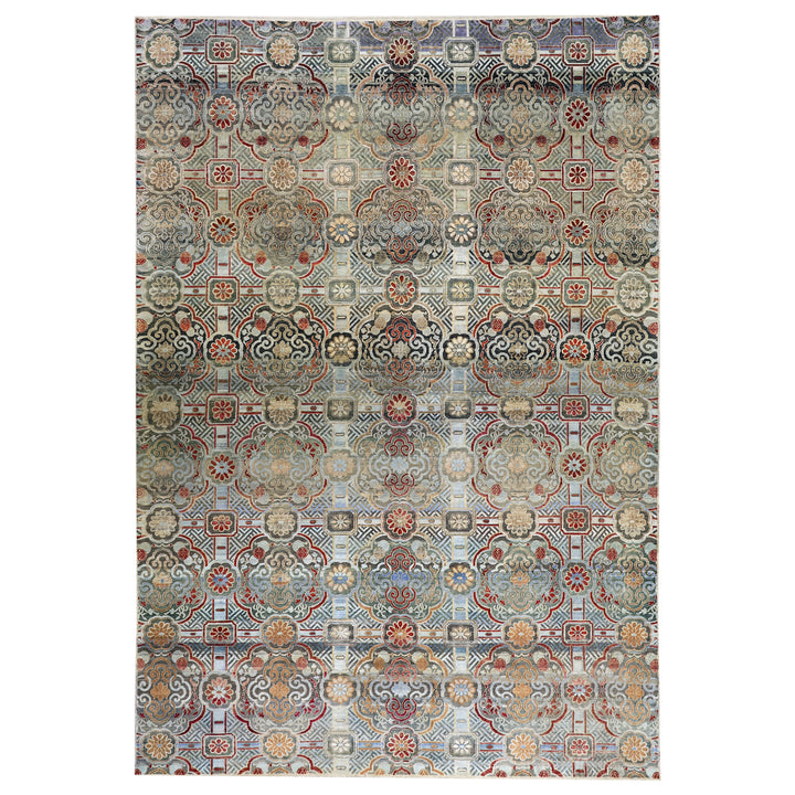 Blue Alchemy Traditional Wool Silk Blend Rug - 9'8" x 14'2"