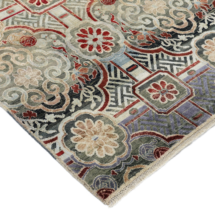 Blue Alchemy Traditional Wool Silk Blend Rug - 9'8" x 14'2"