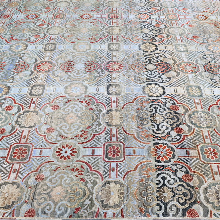 Blue Alchemy Traditional Wool Silk Blend Rug - 9'8" x 14'2"