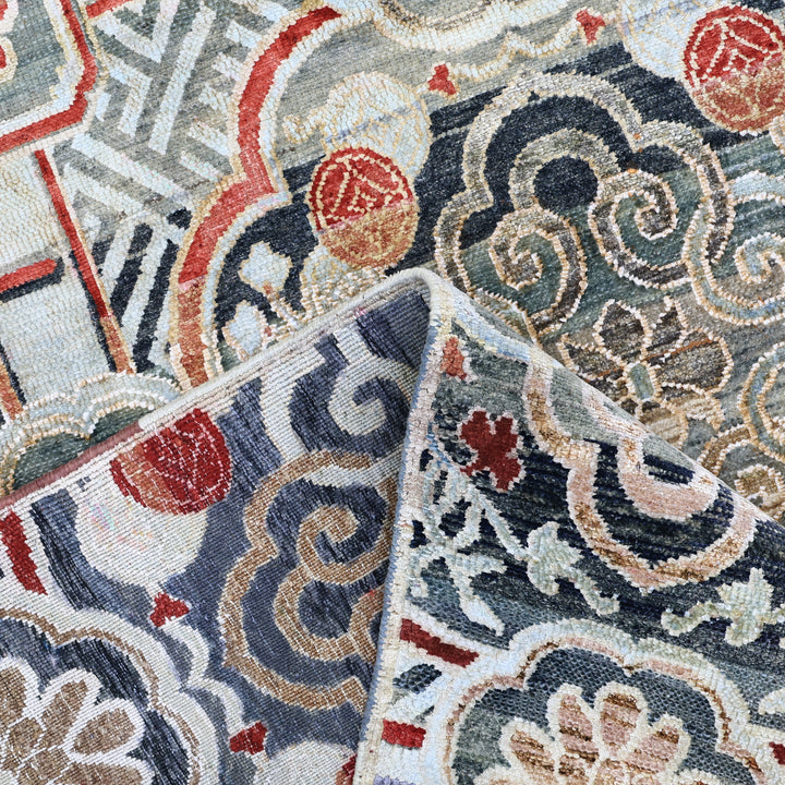 Blue Alchemy Traditional Wool Silk Blend Rug - 9'8" x 14'2"