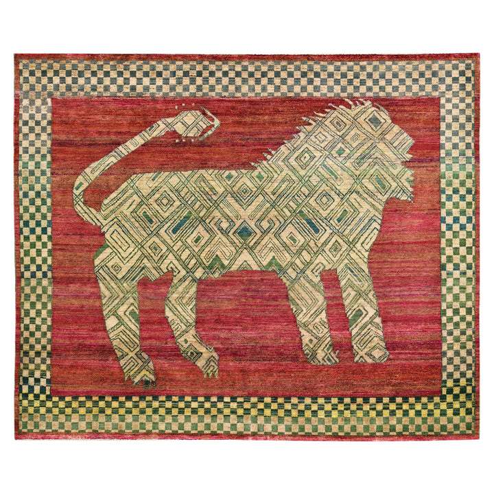 Red Alchemy Traditional Silk Wool Blend Rug - 6' x 5'