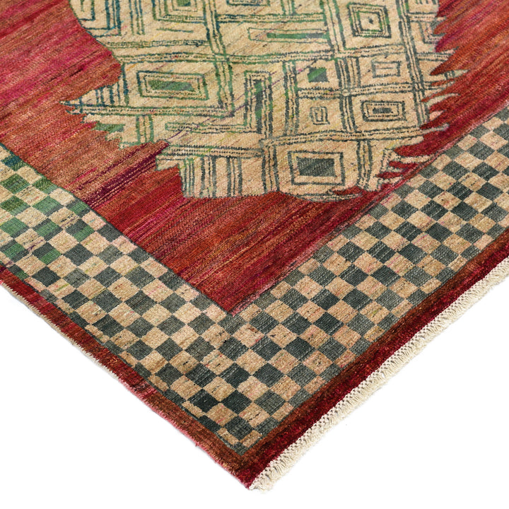 Red Alchemy Traditional Silk Wool Blend Rug - 6' x 5'