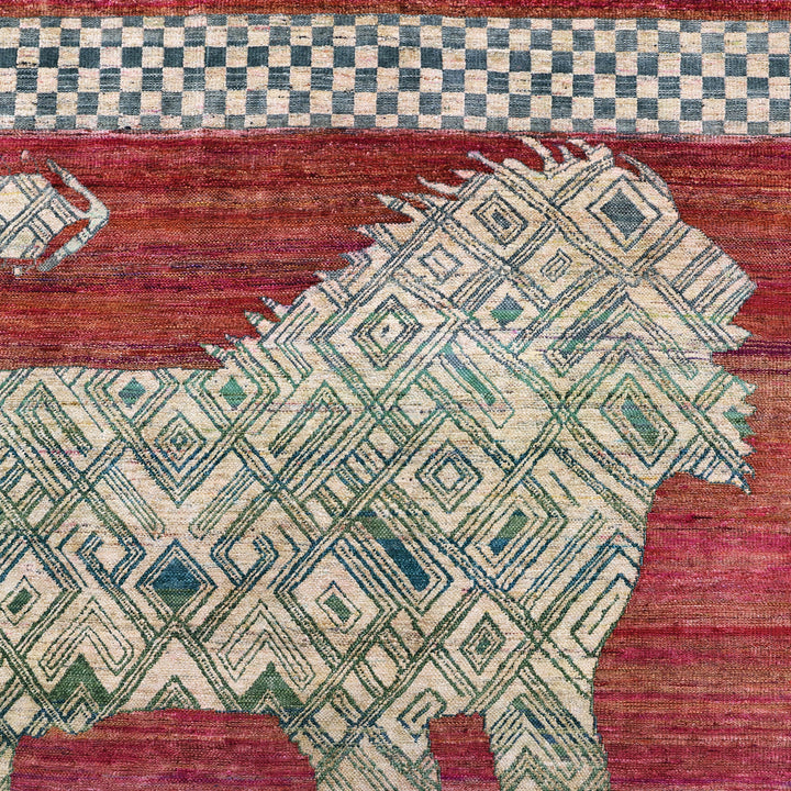 Red Alchemy Traditional Silk Wool Blend Rug - 6' x 5'