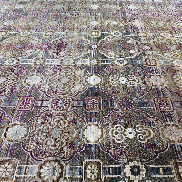 Black Alchemy Traditional Silk Wool Blend Rug - 11'9" x 15'1"