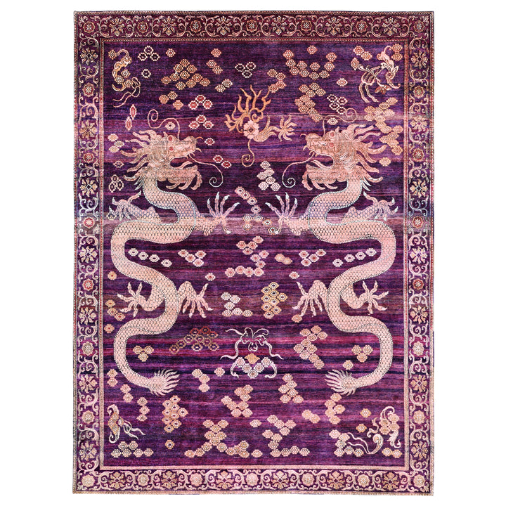 Purple Alchemy Traditional Silk Wool Blend Rug - 8'9" x 12'