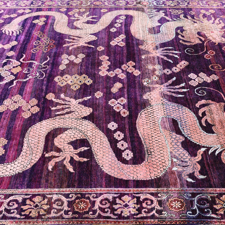 Purple Alchemy Traditional Silk Wool Blend Rug - 8'9" x 12'