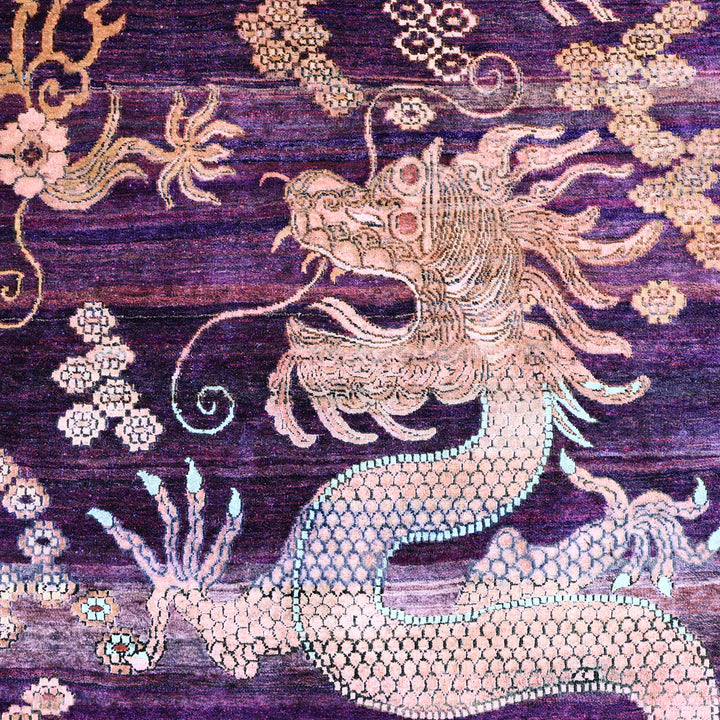 Purple Alchemy Traditional Silk Wool Blend Rug - 8'9" x 12'