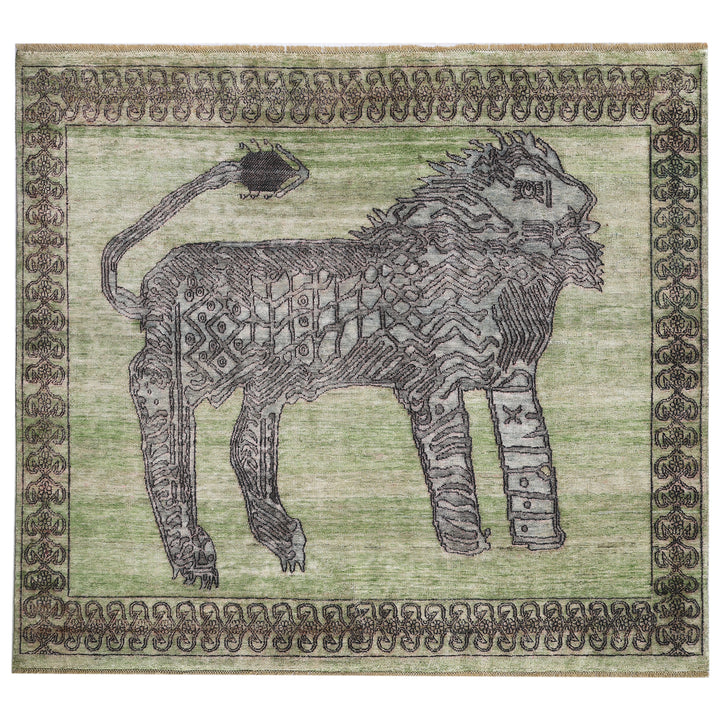 Sage Alchemy Traditional Silk Wool Blend Rug - 5'10" x 5'2"