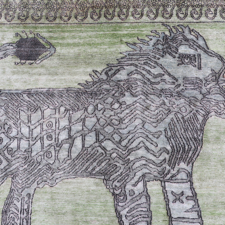 Sage Alchemy Traditional Silk Wool Blend Rug - 5'10" x 5'2"