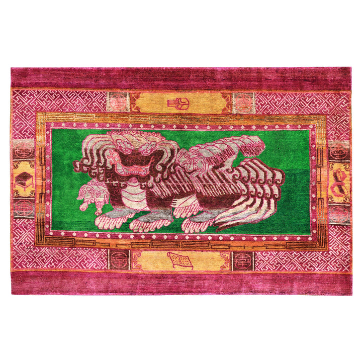 Pink Alchemy Transitional Silk Rug - 6'1" x 4'2"