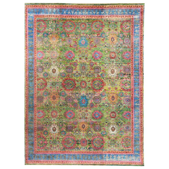 Green Alchemy Traditional Silk Wool Blend Rug - 9'9" x 13'10"